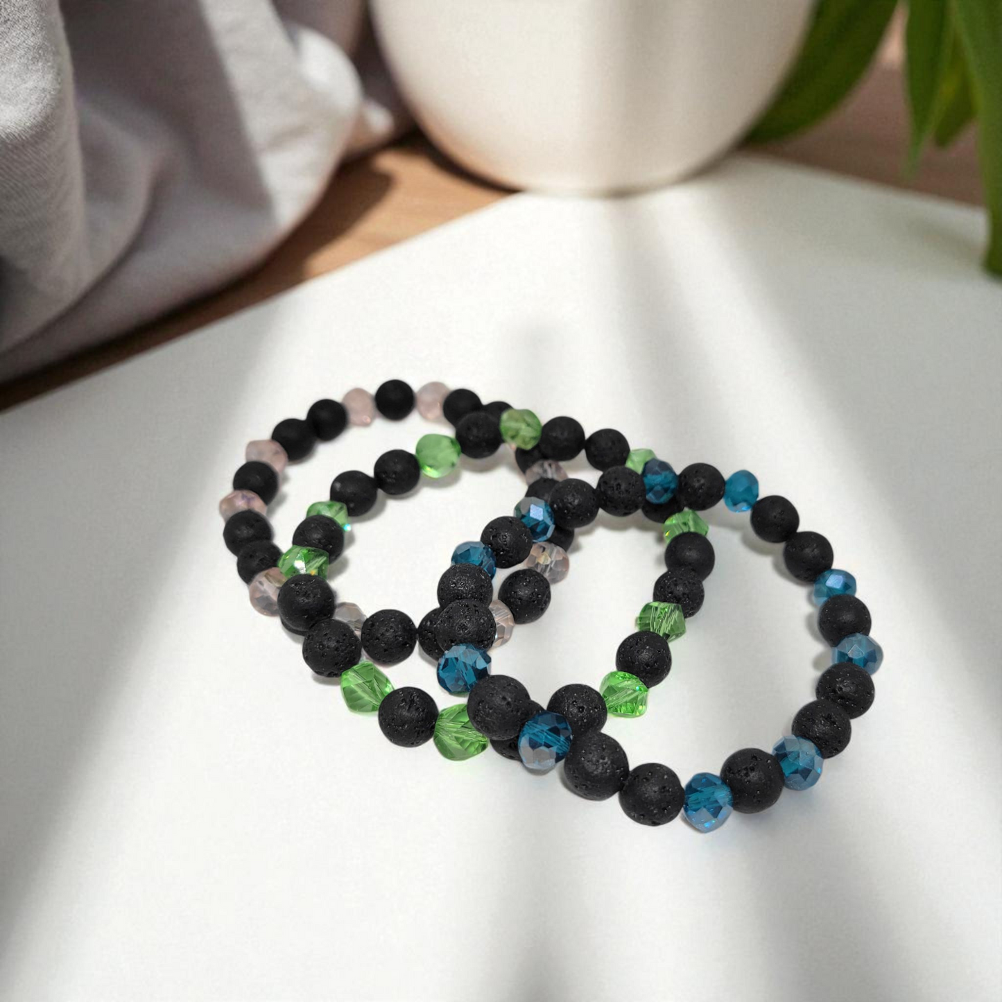 Ginevra Lava Stone Diffuser Bracelet (Glass/Acrylic)
